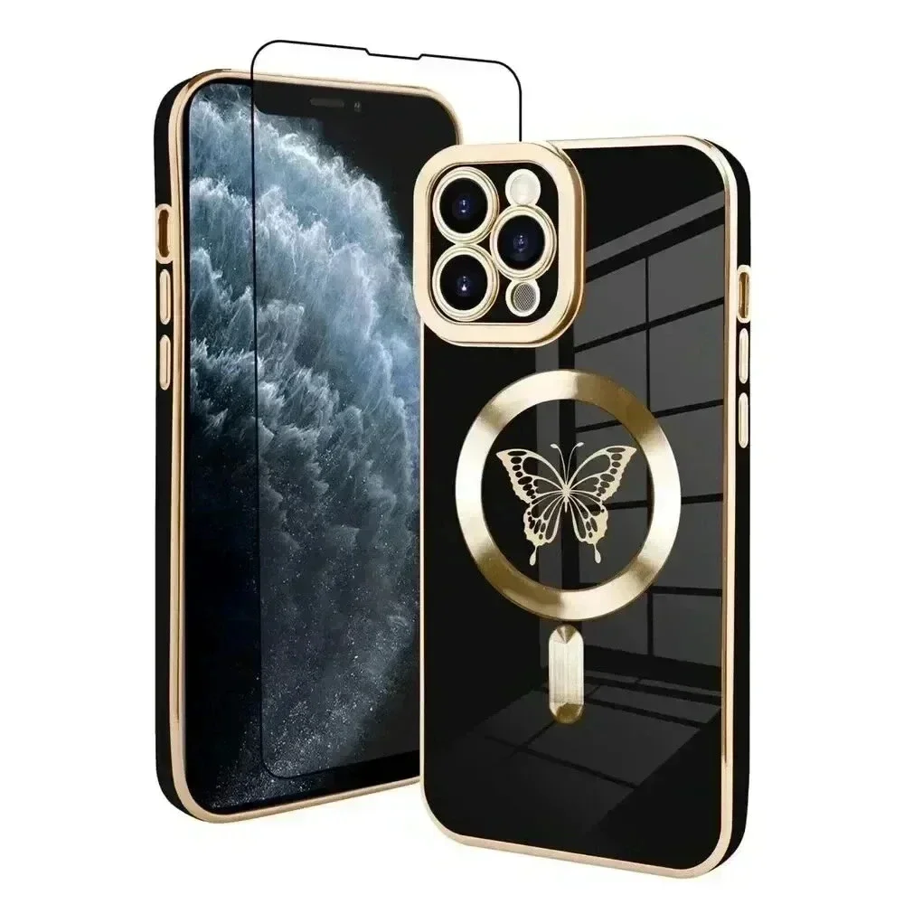 Butterfly Magsafe‎ Case for iPhone 11 Pro Max with Screen Protector Black